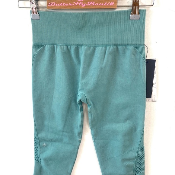 (A53) NUX mesh cropped aqua leggings, Size Small, NWT - Picture 2 of 9